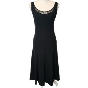 Evan Picone Black Midi Dress with Lace Detail